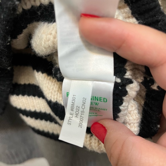 JCrew Jeweled Mock Neck Striped Sweater Size Large - Picture 6 of 7